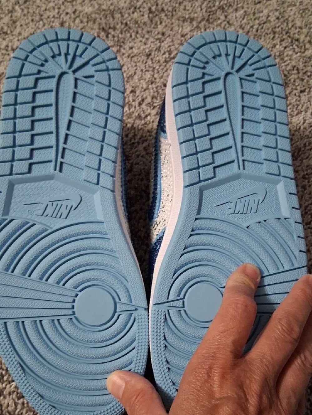 Nike Air Jordan 1 - Blue and White Crystal-Embellished Low-Top Sneakers - Picture 4 of 4